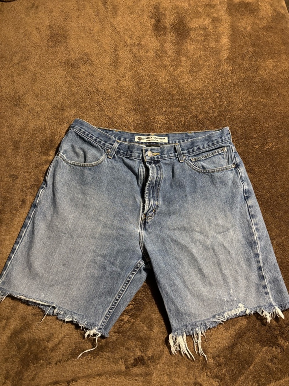 Harley-Davidson Genuine Motor Clothes Denim Jean Cut-off Shorts